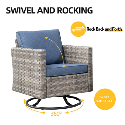 10 Pieces Patio Furniture with 7.68'' Handrails and 30'' Fire Pit Table Rocking Chair