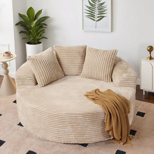 59" O-Shape Modular Couch, Plush Corduroy Fabric, No Assembly Required