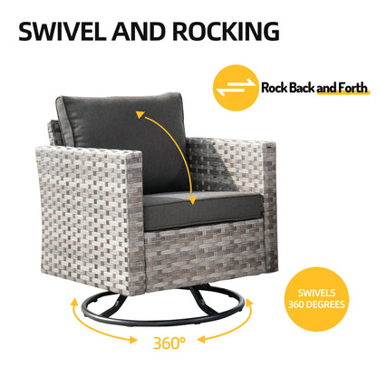 10 Pieces Patio Furniture with 7.68'' Handrails and 30'' Fire Pit Table Rocking Chair