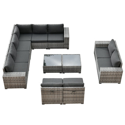 12 Pieces Patio Conversation Set with 7.68'' Broad Handrails
