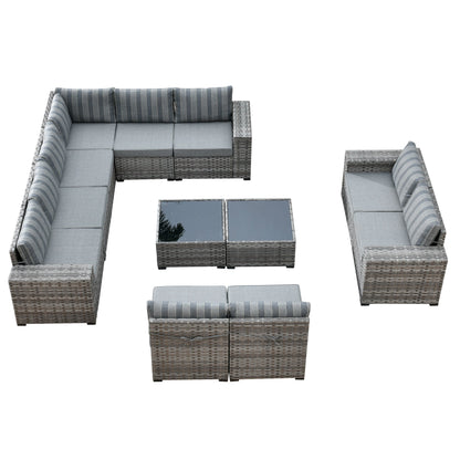 12 Pieces Patio Conversation Set with 7.68'' Broad Handrails